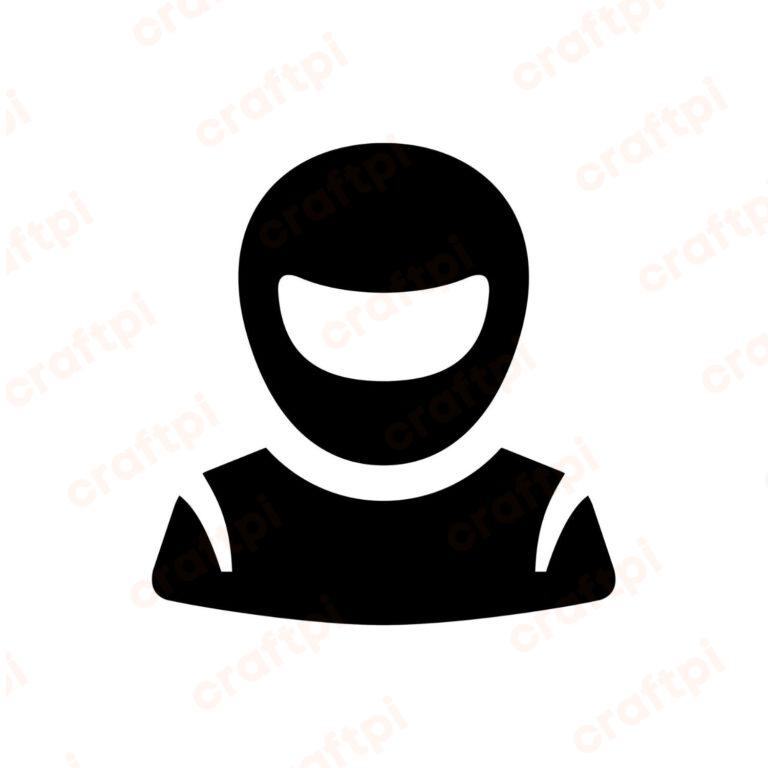 F1 Driver with Helmet Silhouette SVG, PNG, JPG, PDF Files