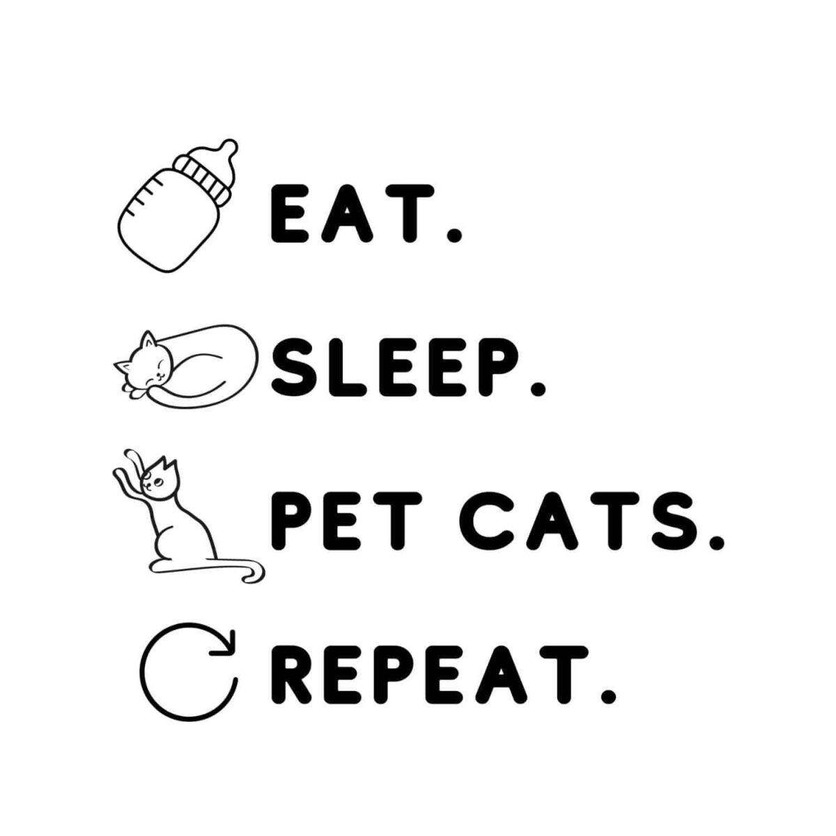 Eat Sleep Pet Cats Repeat SVG, PNG, JPG, PDF Files