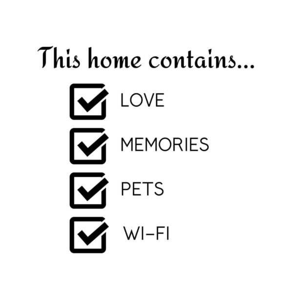 This Home Contains Love, Memories, Pets, WI-FI SVG, PNG, JPG, PDF Files