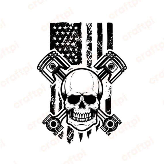 Biker Skull With American Flag SVG, PNG, JPG, PDF Files