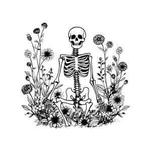 Skeleton With Floral SVG, PNG, JPG, PDF Files