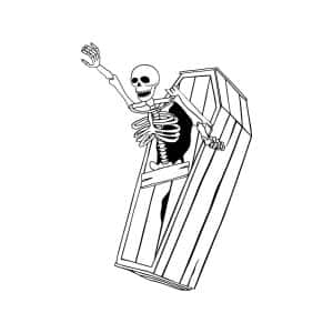 Skeleton Salute In Coffin SVG, PNG, JPG, PDF Files