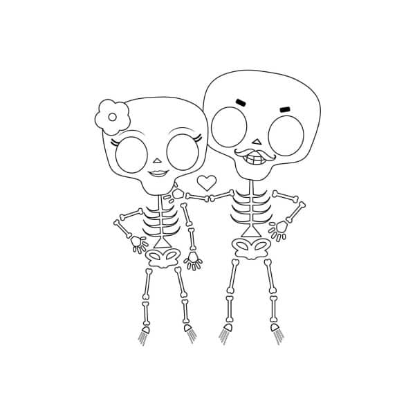 Skeleton Love Outline SVG, PNG, JPG, PDF Files