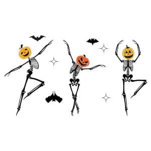 Pumpkin Head Dancing Skeleton Halloween SVG, PNG, JPG, PDF Files