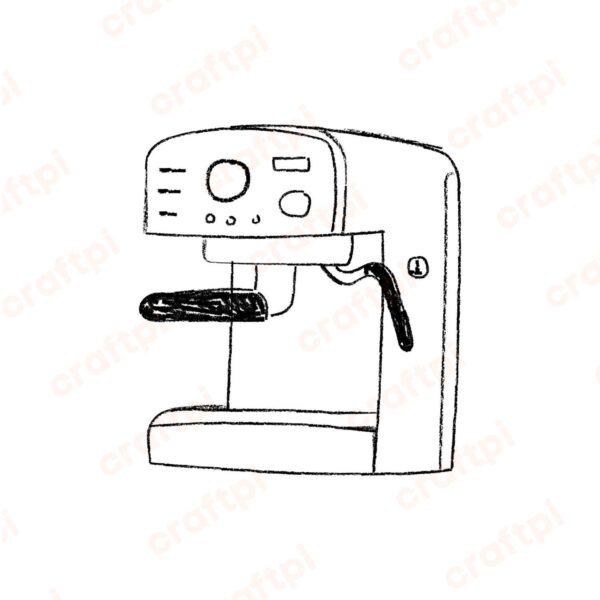 Handdrawn Coffee Machine SVG, PNG, JPG, PDF Files