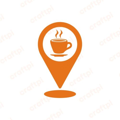 Coffee Location Icon SVG, PNG, JPG, PDF Files