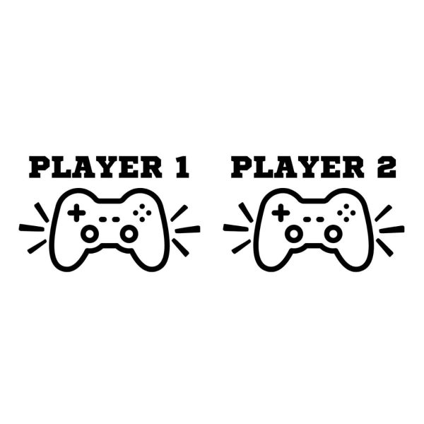 Player 1 and Player 2 Gamepad SVG, PNG, JPG, PDF Files