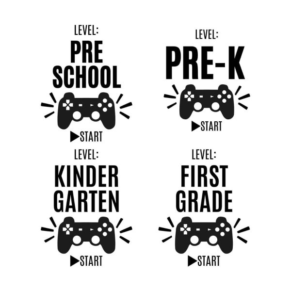 Video Game Pre School To First Grade Bundle SVG, PNG, JPG, PDF Files