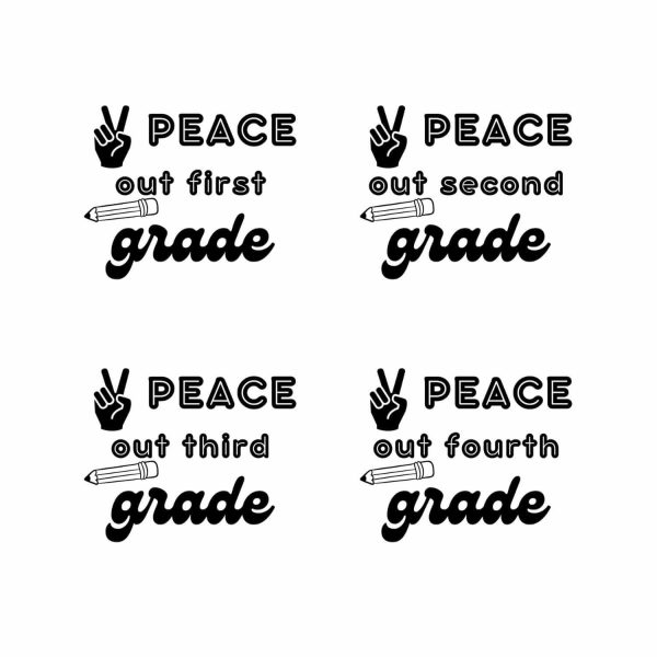 Peace Out First Grade To Fourth Grade Bundle SVG, PNG, JPG, PDF Files
