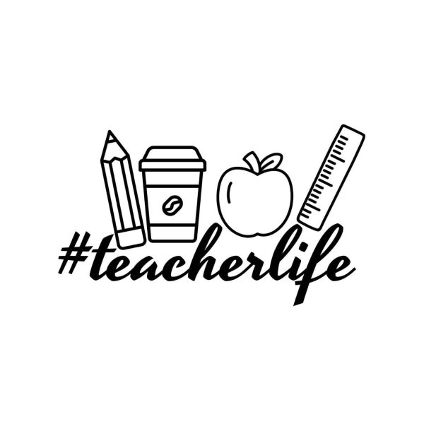Teacher Life With Pencil Coffee Apple Ruler Outline SVG, PNG, JPG, PDF Files