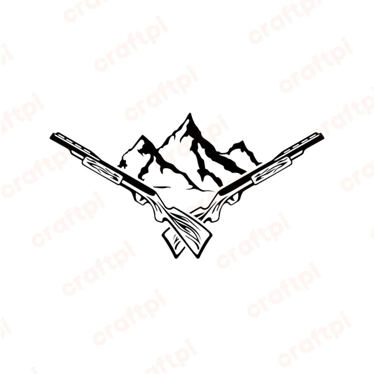 Hunting Rifle And Mountain SVG, PNG, JPG, PDF Files
