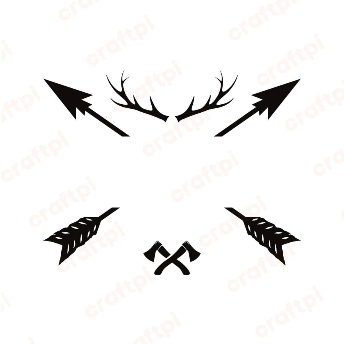 Crossed Arrow Hunting Monogram SVG, PNG, JPG, PDF Files