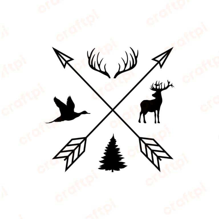 Crossed Arrow Hunting SVG, PNG, JPG, PDF Files