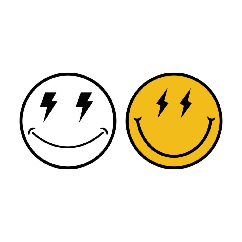 Smiley Face With Lightning Bolt Eyes SVG, PNG, JPG, PDF Files | Craftpi