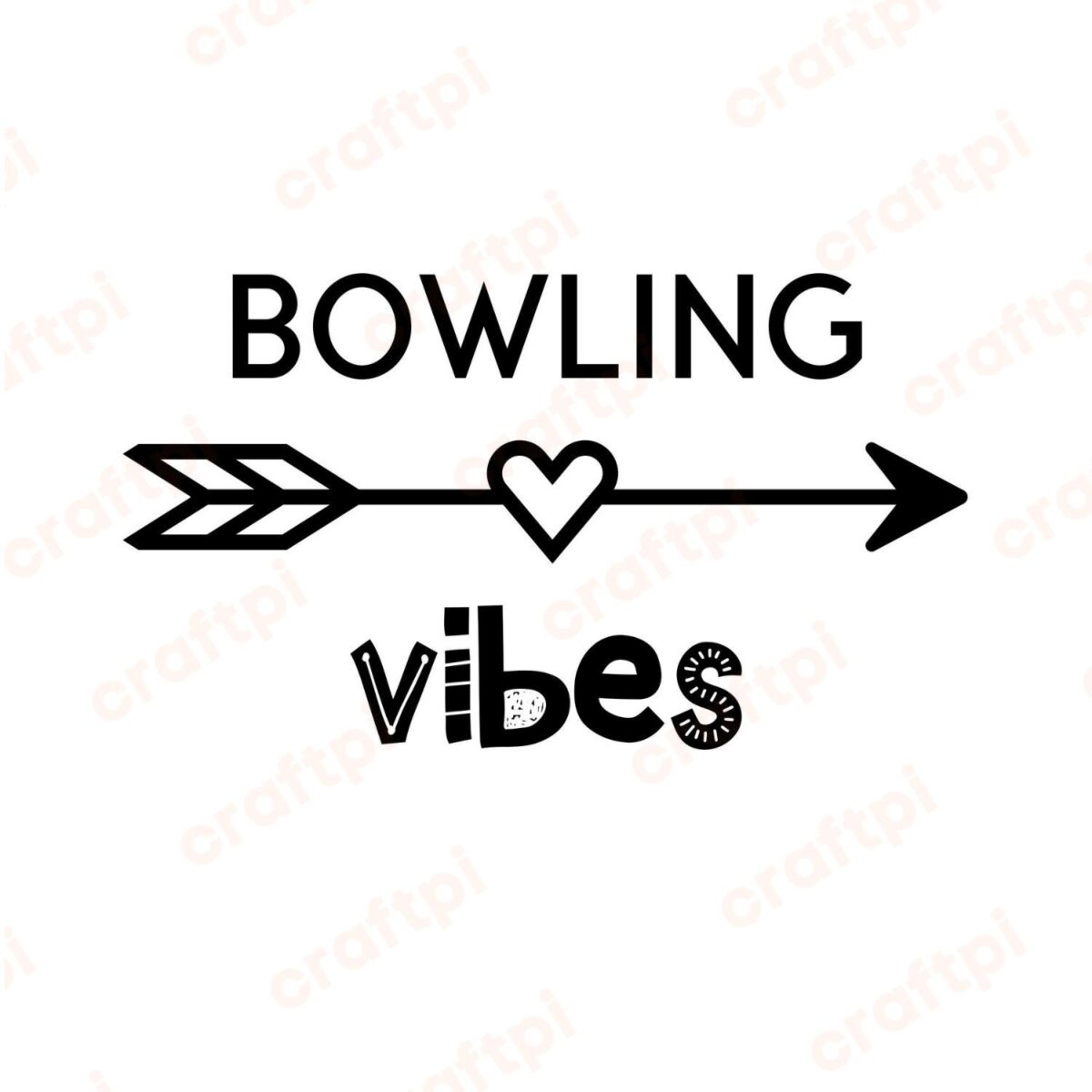 Bowling Vibes With Heart Arrow SVG, PNG, JPG, PDF Files