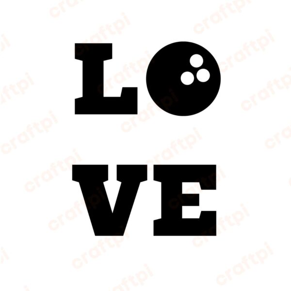 Bowling Stacked Love SVG, PNG, JPG, PDF Files