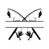 Fishing Rod with Fish Monogram SVG, PNG, JPG, PDF Files