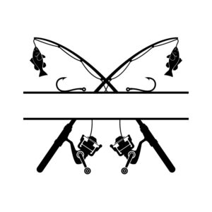 Fishing Rod with Fish Monogram SVG, PNG, JPG, PDF Files