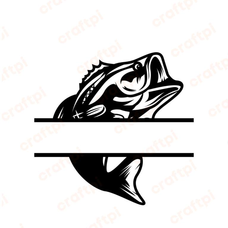 Fish Monogram Catfish SVG, PNG, JPG, PDF Files