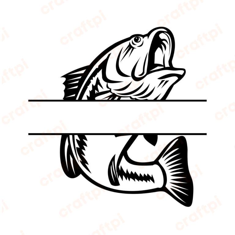Fish Monogram SVG, PNG, JPG, PDF Files