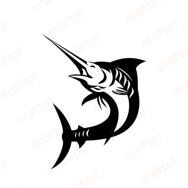 Blue Marlin Fish Clipart SVG, PNG, JPG, PDF Files