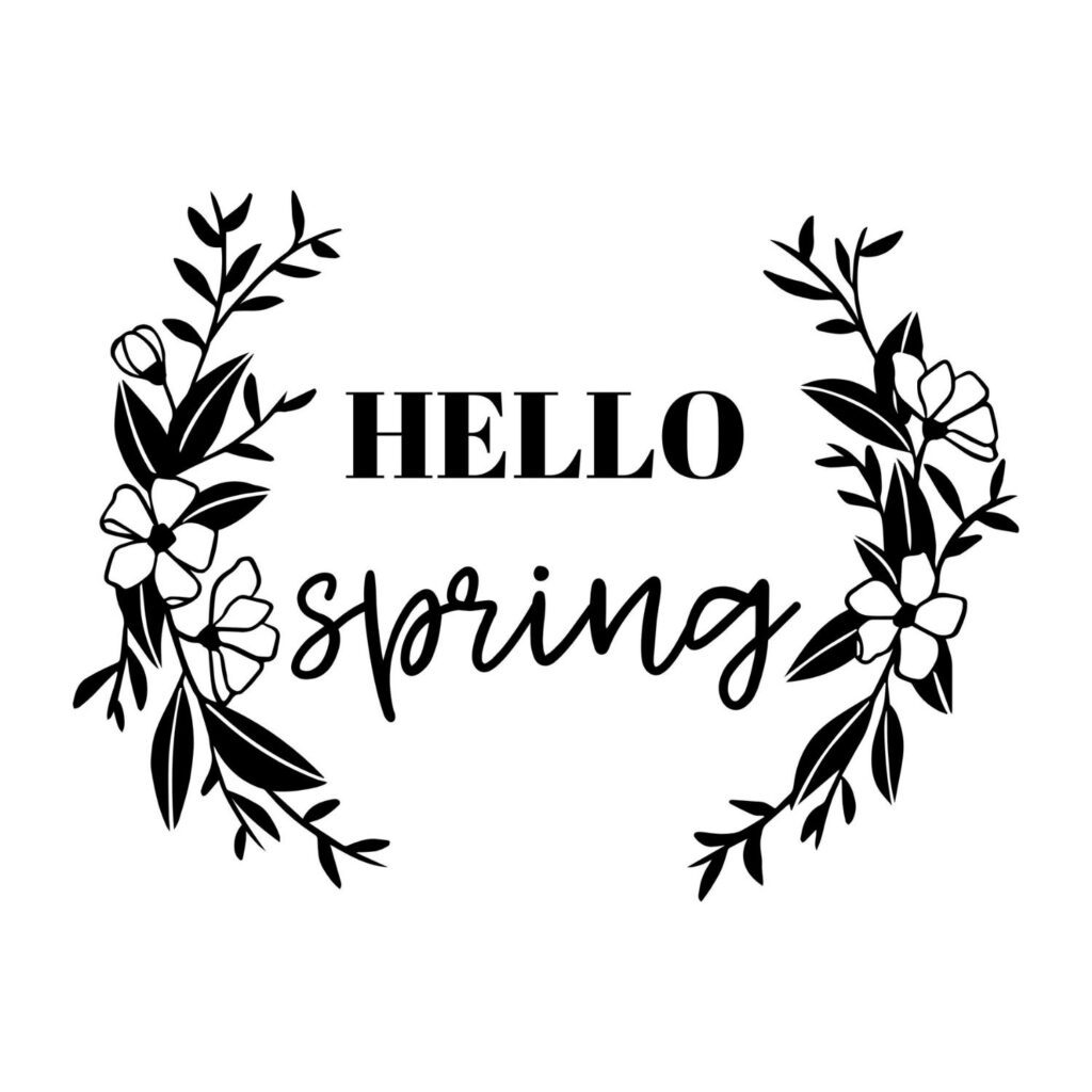 Floral Hello Spring SVG, PNG, JPG, PDF Files | Craftpi