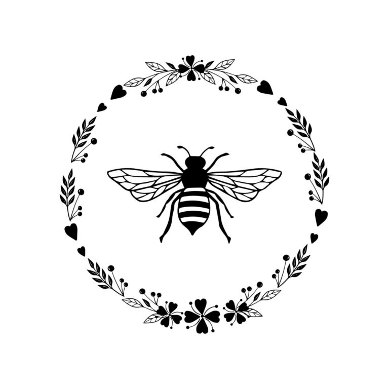 Floral Bee Circle SVG, PNG, JPG, PDF Files