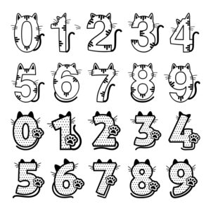 Numbers With Cat Figure SVG, PNG, JPG, PDF Files