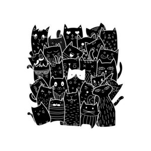 Cats Silhouette Square SVG, PNG, JPG, PDF Files