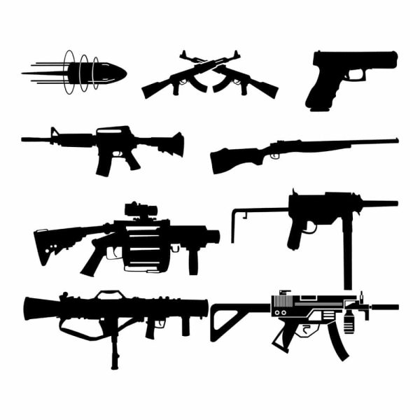 Free Guns, Weapons Bundle SVG, PNG, JPG, PDF Files