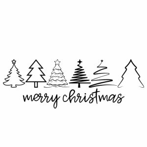 Free Merry Christmas Sign And Christmas Trees SVG, PNG, JPG, PDF Files