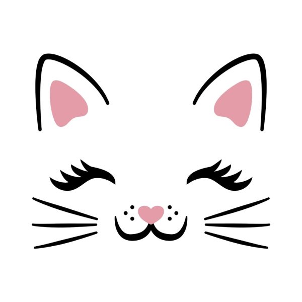 Free Cat Face With Eyelashes SVG, PNG, JPG, PDF Files